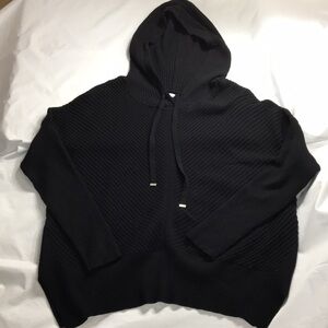 Stitchdrop Womens Black Hooded Ribbed Sweatshirt Size S Like-NEW Condition